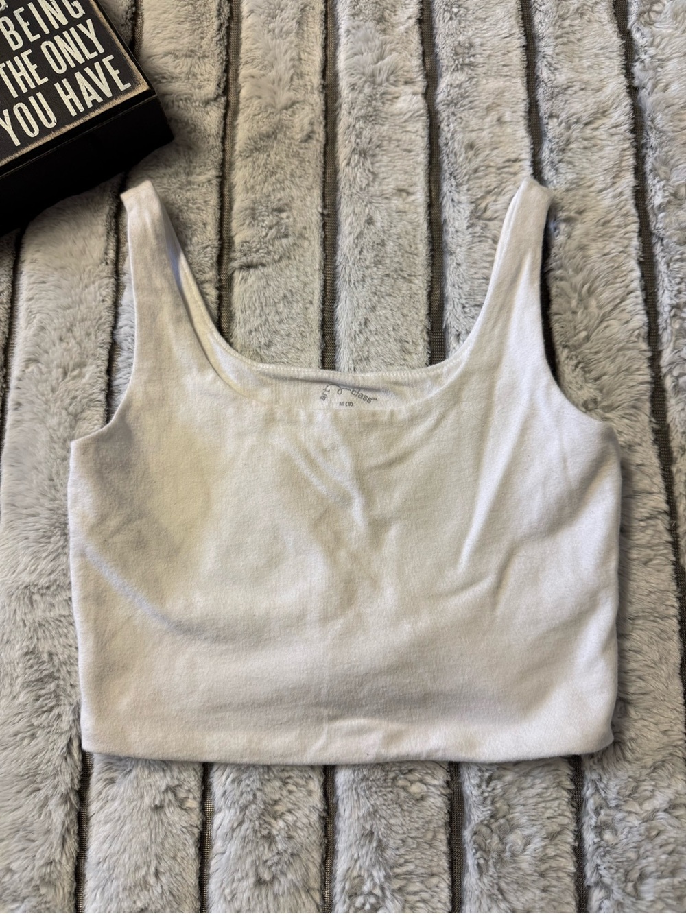 art class White Ribbed Crop Tank